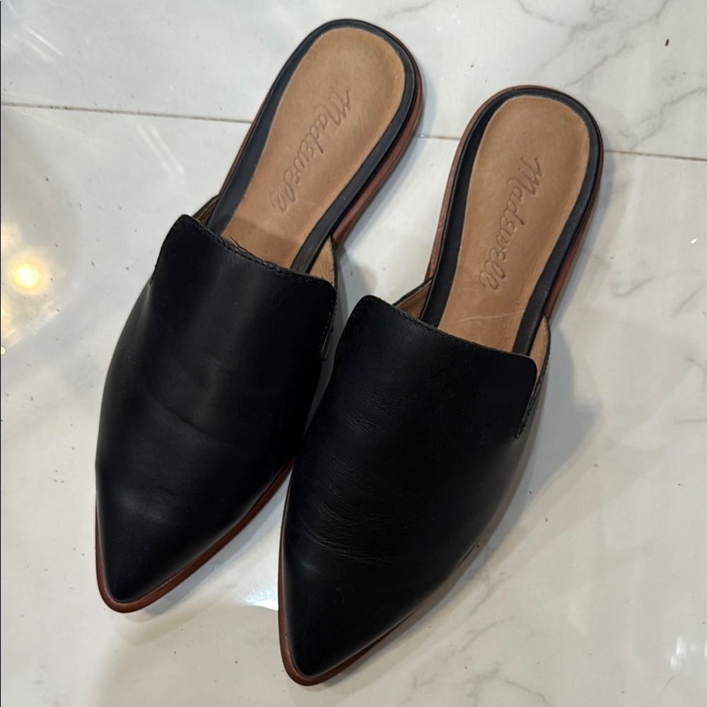 Madewell Black Mules Elegant Pointed Toe